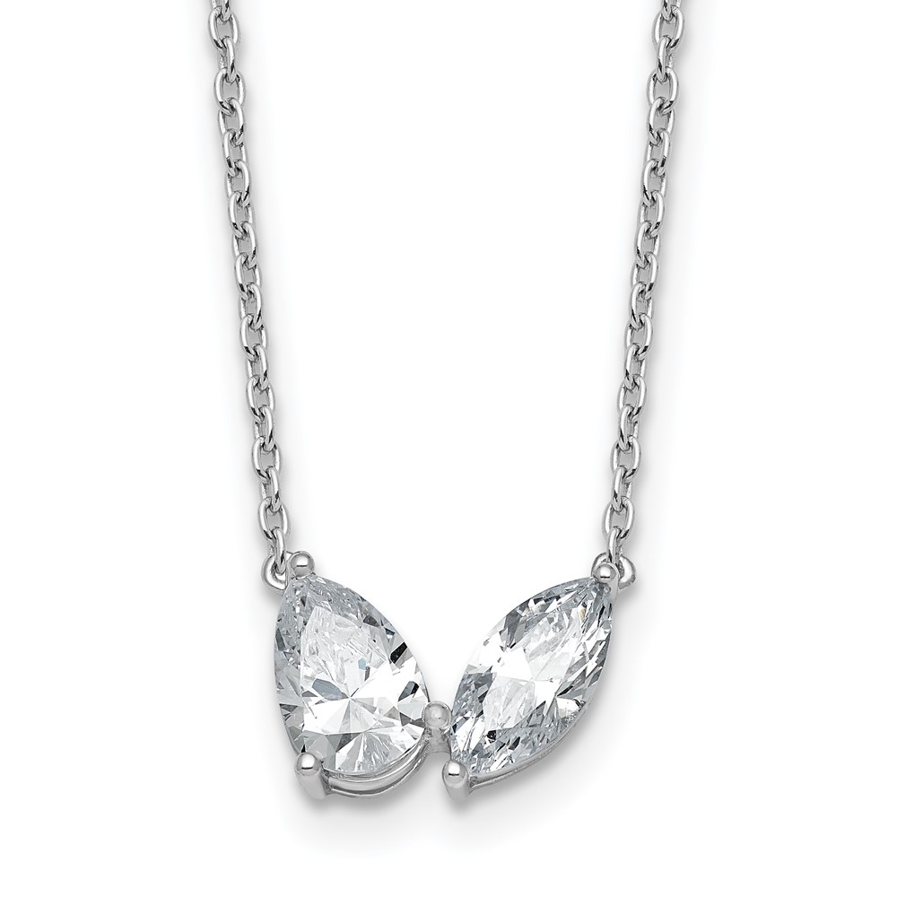 True Origin 14K White Gold 1.62 Carat Lab Grown Diamond VS+ F+ Complete Two Stone Necklace, 18"