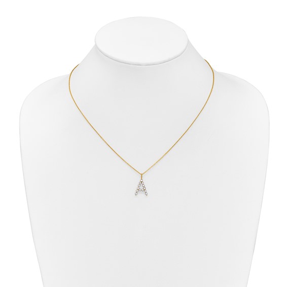 True Origin 14K Yellow Gold 3/8 carat Lab Grown Diamond VS+ F+ Complete Alphabet A Pendant Necklace