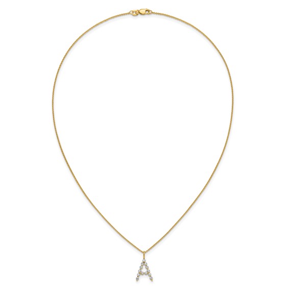True Origin 14K Yellow Gold 3/8 carat Lab Grown Diamond VS+ F+ Complete Alphabet A Pendant Necklace