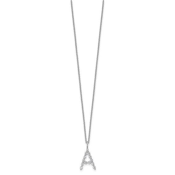True Origin 14K White Gold 3/8 carat Lab Grown Diamond VS+ F+ Complete Alphabet A Pendant Necklace