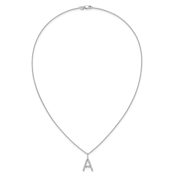 True Origin 14K White Gold 3/8 carat Lab Grown Diamond VS+ F+ Complete Alphabet A Pendant Necklace