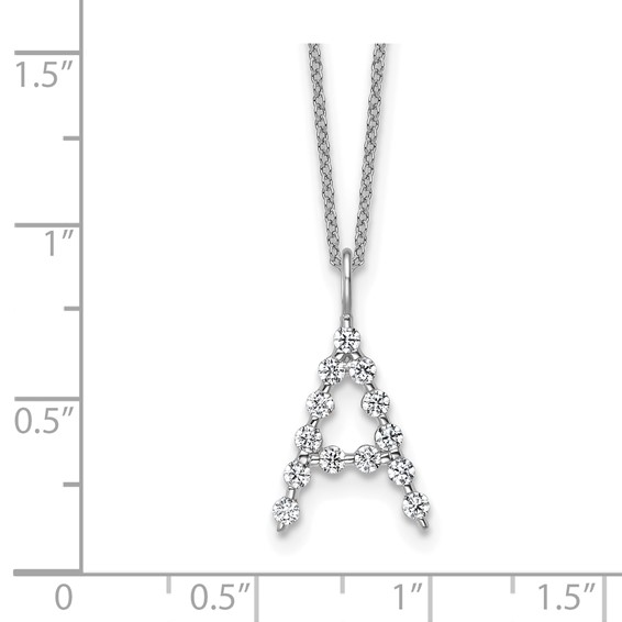 True Origin 14K White Gold 3/8 carat Lab Grown Diamond VS+ F+ Complete Alphabet A Pendant Necklace