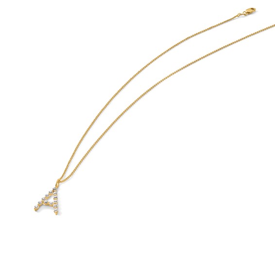True Origin 14K Yellow Gold 3/8 carat Lab Grown Diamond VS+ F+ Complete Alphabet A Pendant Necklace