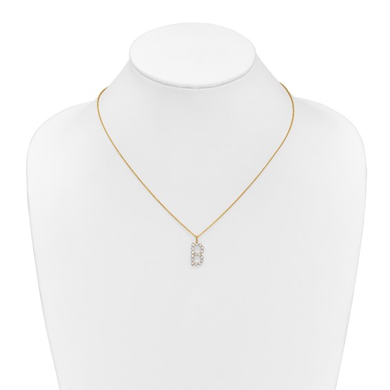 True Origin 14K Yellow Gold 1/2 carat Lab Grown Diamond VS+ F+ Complete Alphabet B Pendant Necklace