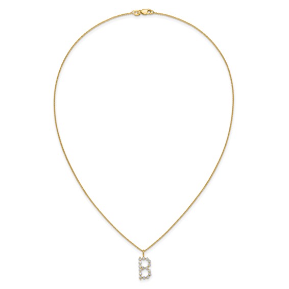 True Origin 14K Yellow Gold 1/2 carat Lab Grown Diamond VS+ F+ Complete Alphabet B Pendant Necklace