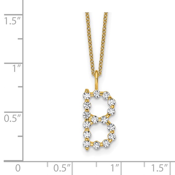 True Origin 14K Yellow Gold 1/2 carat Lab Grown Diamond VS+ F+ Complete Alphabet B Pendant Necklace