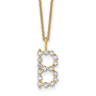 True Origin 14K Yellow Gold 1/2 carat Lab Grown Diamond VS+ F+ Complete Alphabet B Pendant Necklace