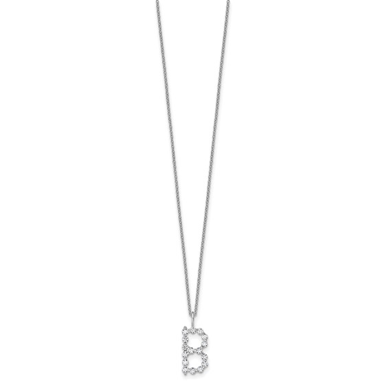 True Origin 14K White Gold 1/2 carat Lab Grown Diamond VS+ F+ Complete Alphabet B Pendant Necklace