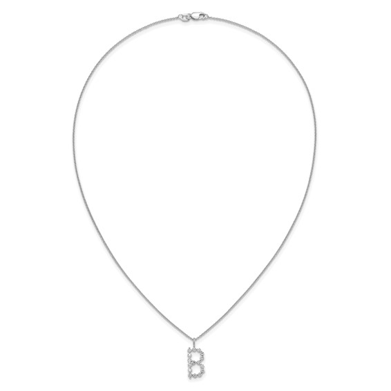 True Origin 14K White Gold 1/2 carat Lab Grown Diamond VS+ F+ Complete Alphabet B Pendant Necklace