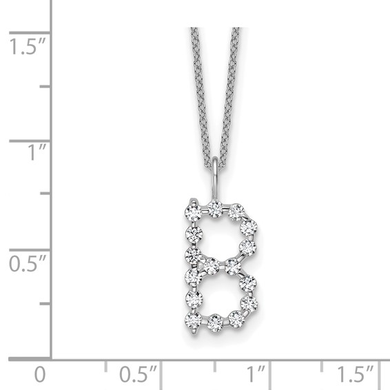 True Origin 14K White Gold 1/2 carat Lab Grown Diamond VS+ F+ Complete Alphabet B Pendant Necklace