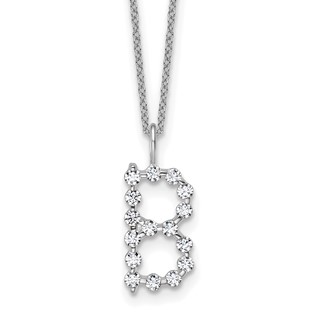 True Origin 14K White Gold 1/2 carat Lab Grown Diamond VS+ F+ Complete Alphabet B Pendant Necklace