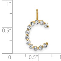 True Origin 14K Yellow Gold 0.38 Carat Lab Grown Diamond VS+ F+ Complete Alphabet C Pendant view 4