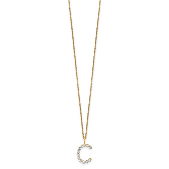 True Origin 14K Yellow Gold 3/8 carat Lab Grown Diamond VS+ F+ Complete Alphabet C Pendant Necklace