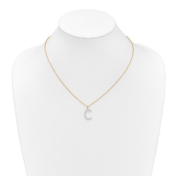 True Origin 14K Yellow Gold 3/8 carat Lab Grown Diamond VS+ F+ Complete Alphabet C Pendant Necklace