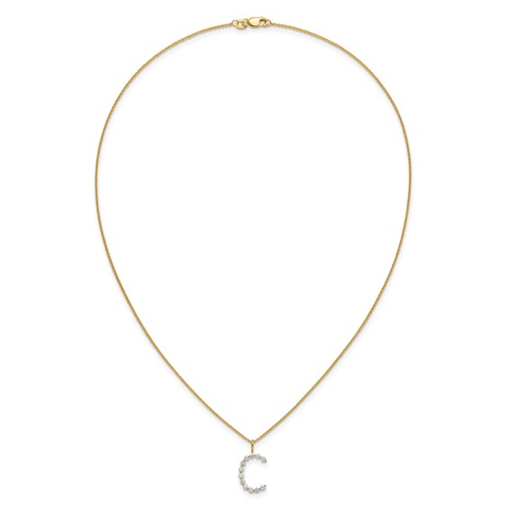 True Origin 14K Yellow Gold 3/8 carat Lab Grown Diamond VS+ F+ Complete Alphabet C Pendant Necklace