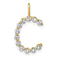 True Origin 14K Yellow Gold 0.38 Carat Lab Grown Diamond VS+ F+ Complete Alphabet C Pendant view 1