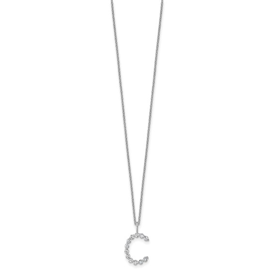 True Origin 14K White Gold 3/8 carat Lab Grown Diamond VS+ F+ Complete Alphabet C Pendant Necklace