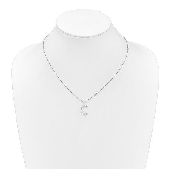 True Origin 14K White Gold 3/8 carat Lab Grown Diamond VS+ F+ Complete Alphabet C Pendant Necklace