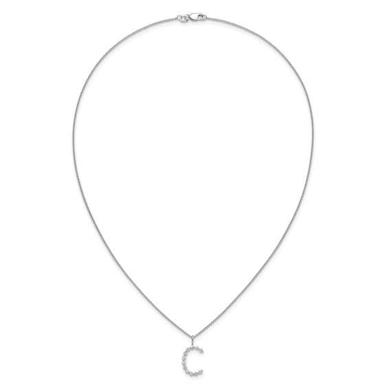 True Origin 14K White Gold 3/8 carat Lab Grown Diamond VS+ F+ Complete Alphabet C Pendant Necklace