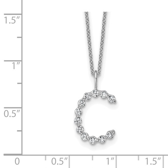 True Origin 14K White Gold 3/8 carat Lab Grown Diamond VS+ F+ Complete Alphabet C Pendant Necklace