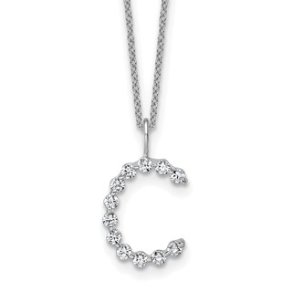True Origin 14K White Gold 3/8 carat Lab Grown Diamond VS+ F+ Complete Alphabet C Pendant Necklace