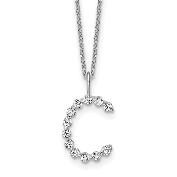 True Origin 14K White Gold 3/8 carat Lab Grown Diamond VS+ F+ Complete Alphabet C Pendant Necklace