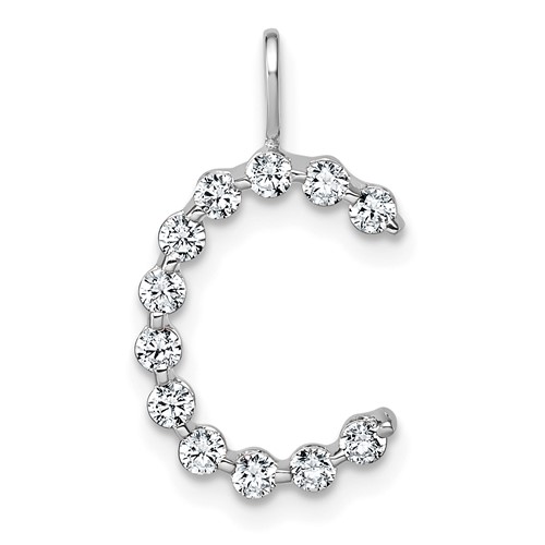 True Origin 14K White Gold 0.38 Carat Lab Grown Diamond VS+ F+ Complete Alphabet C Pendant