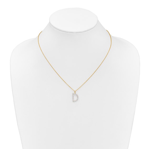 True Origin 14K Yellow Gold 1/2 carat Lab Grown Diamond VS+ F+ Complete Alphabet D Pendant Necklace