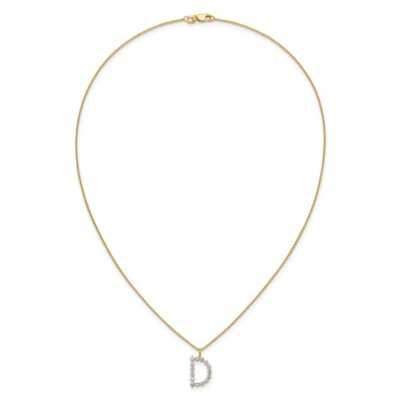 True Origin 14K Yellow Gold 1/2 carat Lab Grown Diamond VS+ F+ Complete Alphabet D Pendant Necklace