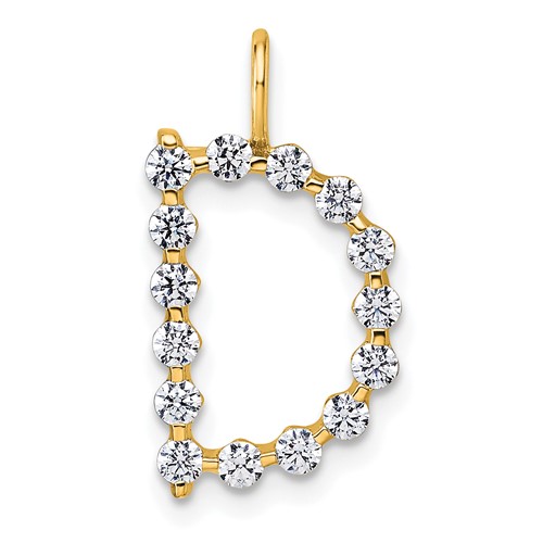 True Origin 14K Yellow Gold 0.50 Carat Lab Grown Diamond VS+ F+ Complete Alphabet D Pendant