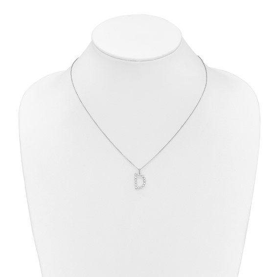 True Origin 14K White Gold 1/2 carat Lab Grown Diamond VS+ F+ Complete Alphabet D Pendant Necklace