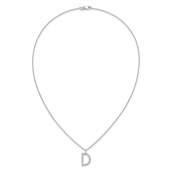 True Origin 14K White Gold 1/2 carat Lab Grown Diamond VS+ F+ Complete Alphabet D Pendant Necklace