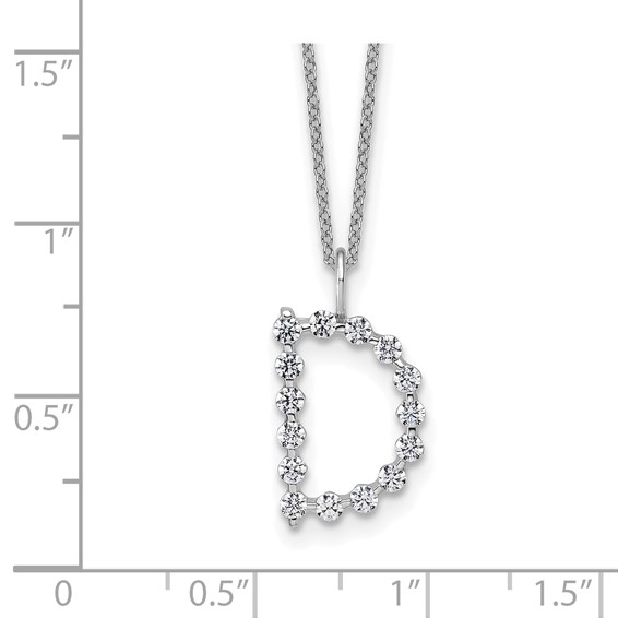 True Origin 14K White Gold 1/2 carat Lab Grown Diamond VS+ F+ Complete Alphabet D Pendant Necklace