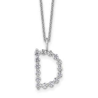 True Origin 14K White Gold 1/2 carat Lab Grown Diamond VS+ F+ Complete Alphabet D Pendant Necklace