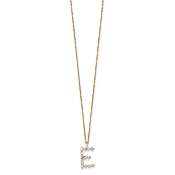 True Origin 14K Yellow Gold 1/2 carat Lab Grown Diamond VS+ F+ Complete Alphabet E Pendant Necklace