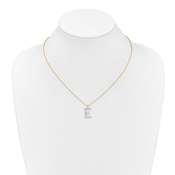 True Origin 14K Yellow Gold 1/2 carat Lab Grown Diamond VS+ F+ Complete Alphabet E Pendant Necklace