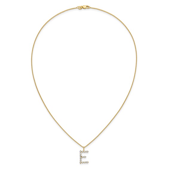 True Origin 14K Yellow Gold 1/2 carat Lab Grown Diamond VS+ F+ Complete Alphabet E Pendant Necklace