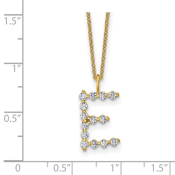 True Origin 14K Yellow Gold 1/2 carat Lab Grown Diamond VS+ F+ Complete Alphabet E Pendant Necklace