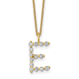 True Origin 14K Yellow Gold 1/2 carat Lab Grown Diamond VS+ F+ Complete Alphabet E Pendant Necklace