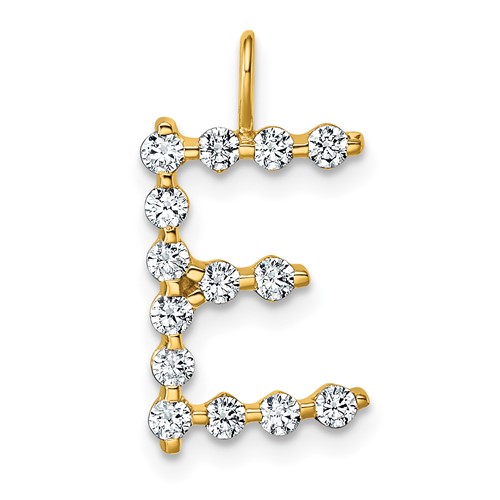 True Origin 14K Yellow Gold 0.50 Carat Lab Grown Diamond VS+ F+ Complete Alphabet E Pendant