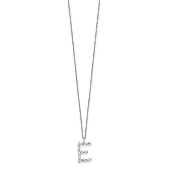 True Origin 14K White Gold 1/2 carat Lab Grown Diamond VS+ F+ Complete Alphabet E Pendant Necklace
