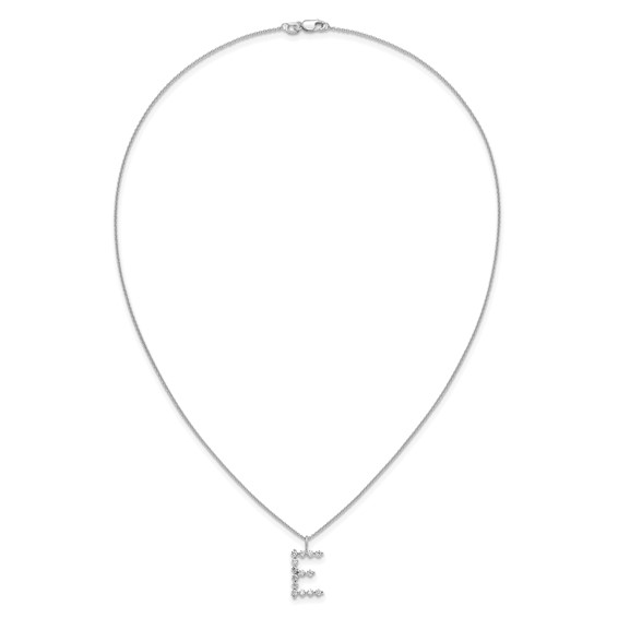 True Origin 14K White Gold 1/2 carat Lab Grown Diamond VS+ F+ Complete Alphabet E Pendant Necklace