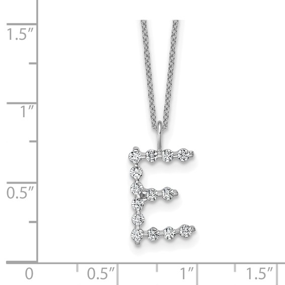 True Origin 14K White Gold 1/2 carat Lab Grown Diamond VS+ F+ Complete Alphabet E Pendant Necklace