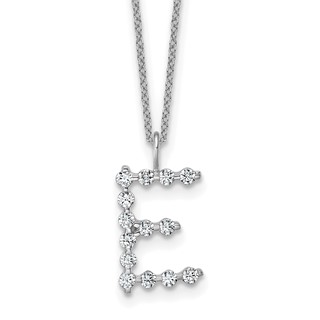 True Origin 14K White Gold 1/2 carat Lab Grown Diamond VS+ F+ Complete Alphabet E Pendant Necklace