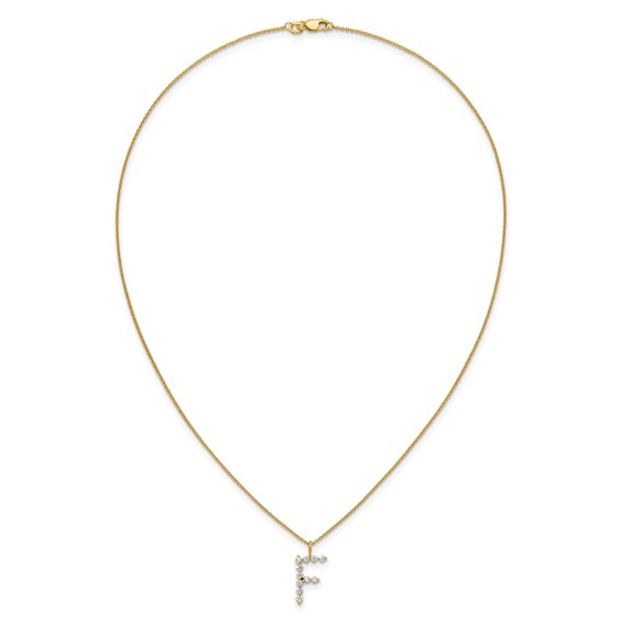 True Origin 14K Yellow Gold 3/8 carat Lab Grown Diamond VS+ F+ Complete Alphabet F Pendant Necklace