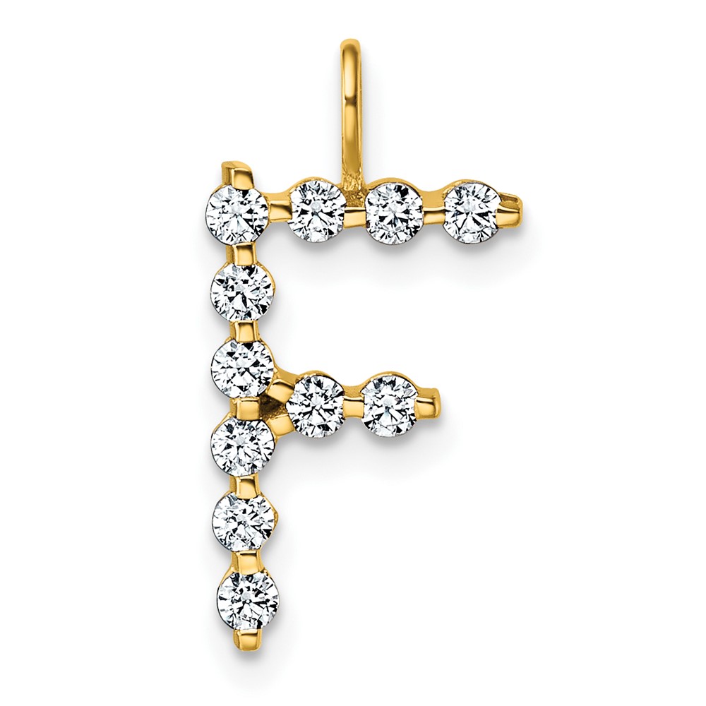 True Origin 14K Yellow Gold 0.38 Carat Lab Grown Diamond VS+ F+ Complete Alphabet F Pendant