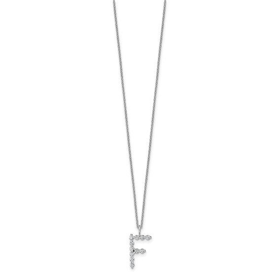 True Origin 14K White Gold 3/8 carat Lab Grown Diamond VS+ F+ Complete Alphabet F Pendant Necklace