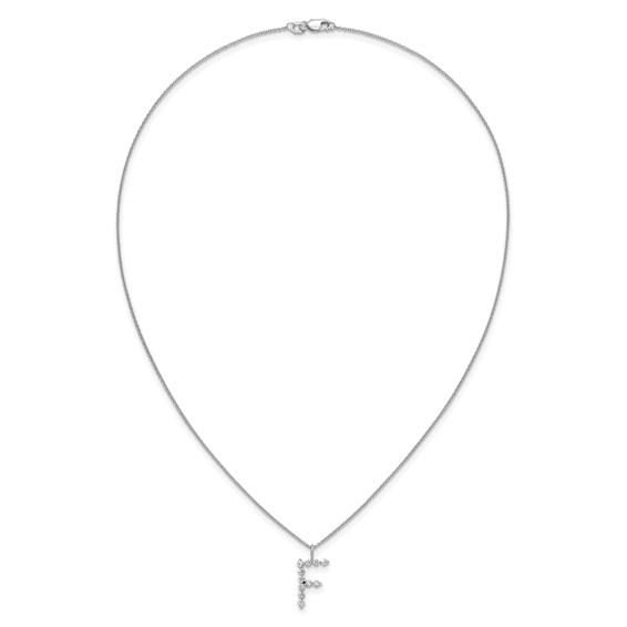 True Origin 14K White Gold 3/8 carat Lab Grown Diamond VS+ F+ Complete Alphabet F Pendant Necklace