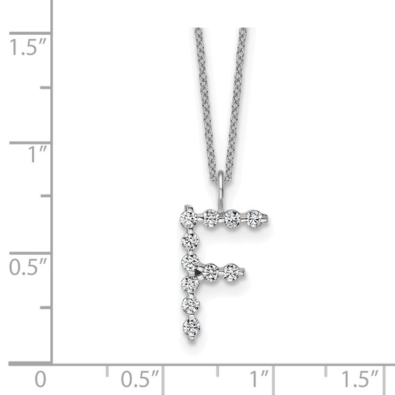 True Origin 14K White Gold 3/8 carat Lab Grown Diamond VS+ F+ Complete Alphabet F Pendant Necklace