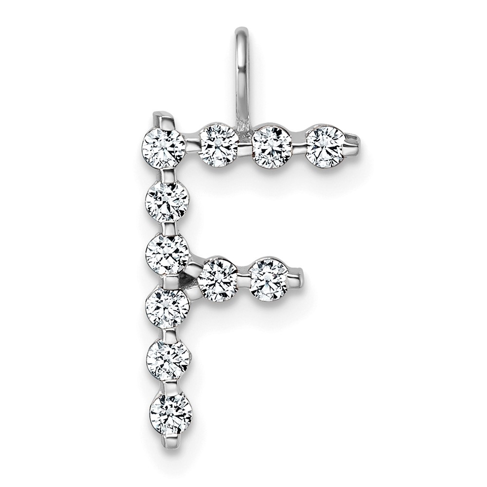 True Origin 14K White Gold 0.38 Carat Lab Grown Diamond VS+ F+ Complete Alphabet F Pendant